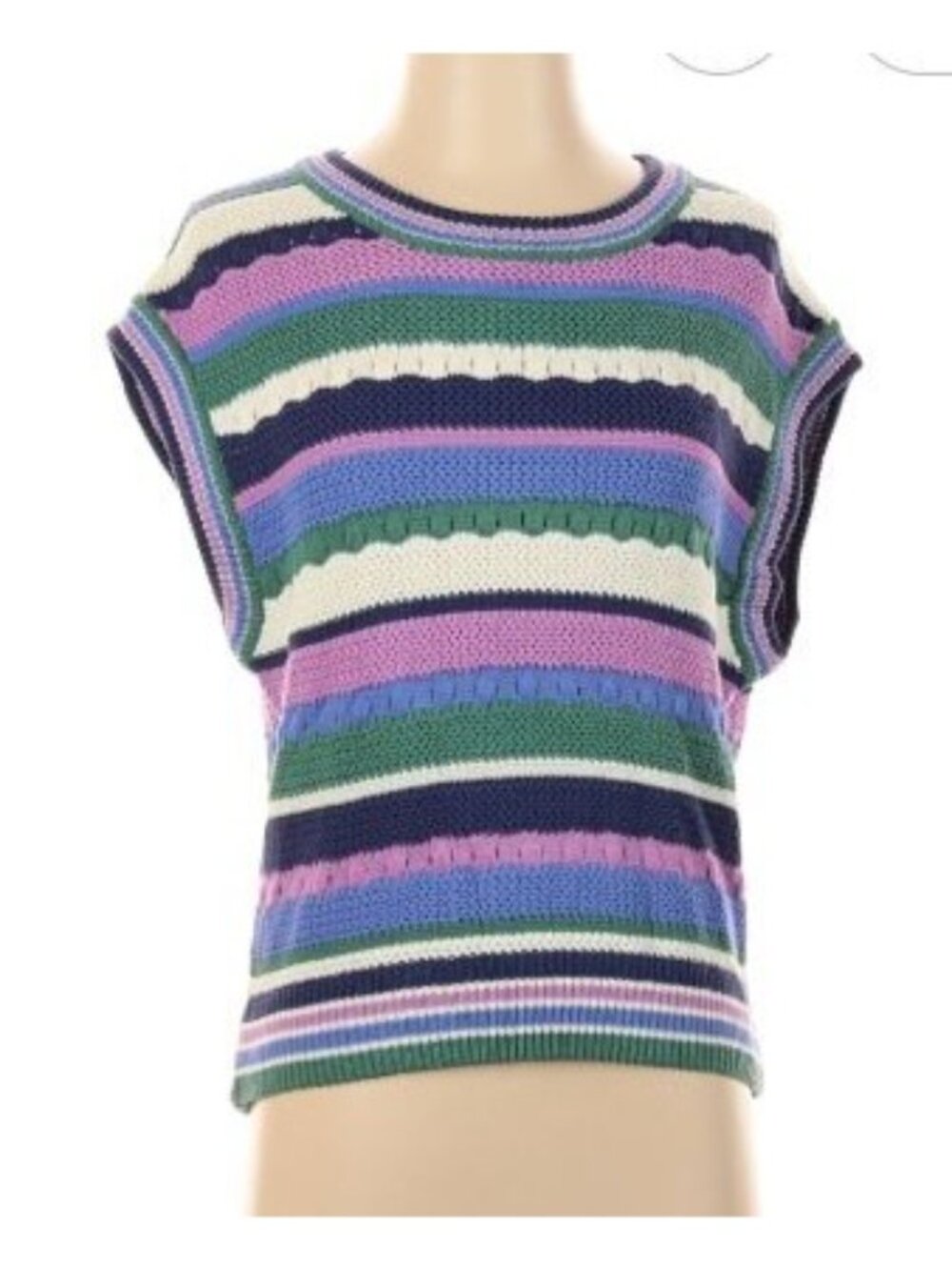 Marine Layer Rory Crochet Vest Cool Stripe Sleeveless Top Knitwear Small NWT - Picture 3 of 15